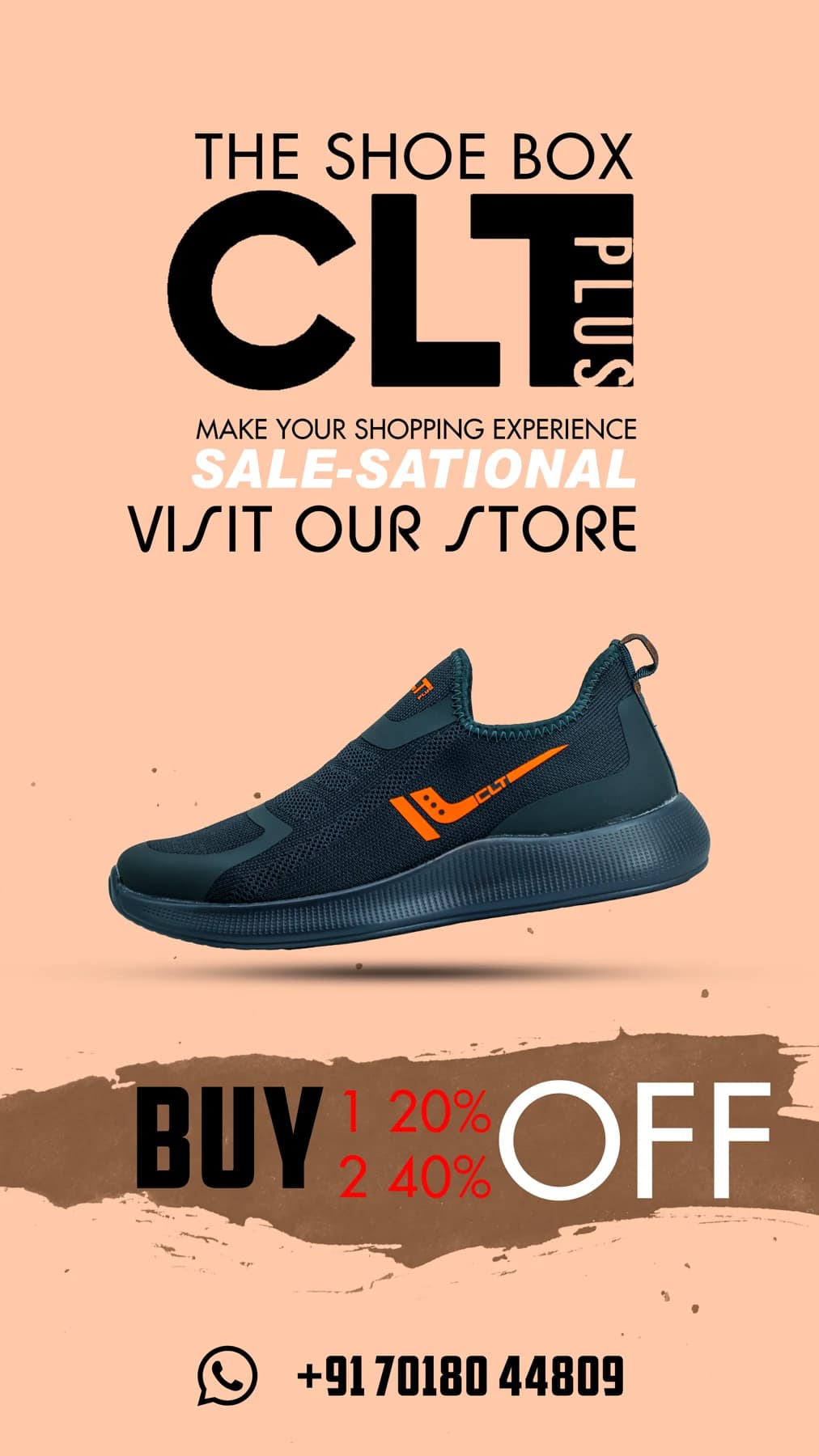 CLT shoe promotion poster with a seasonal sale offer
