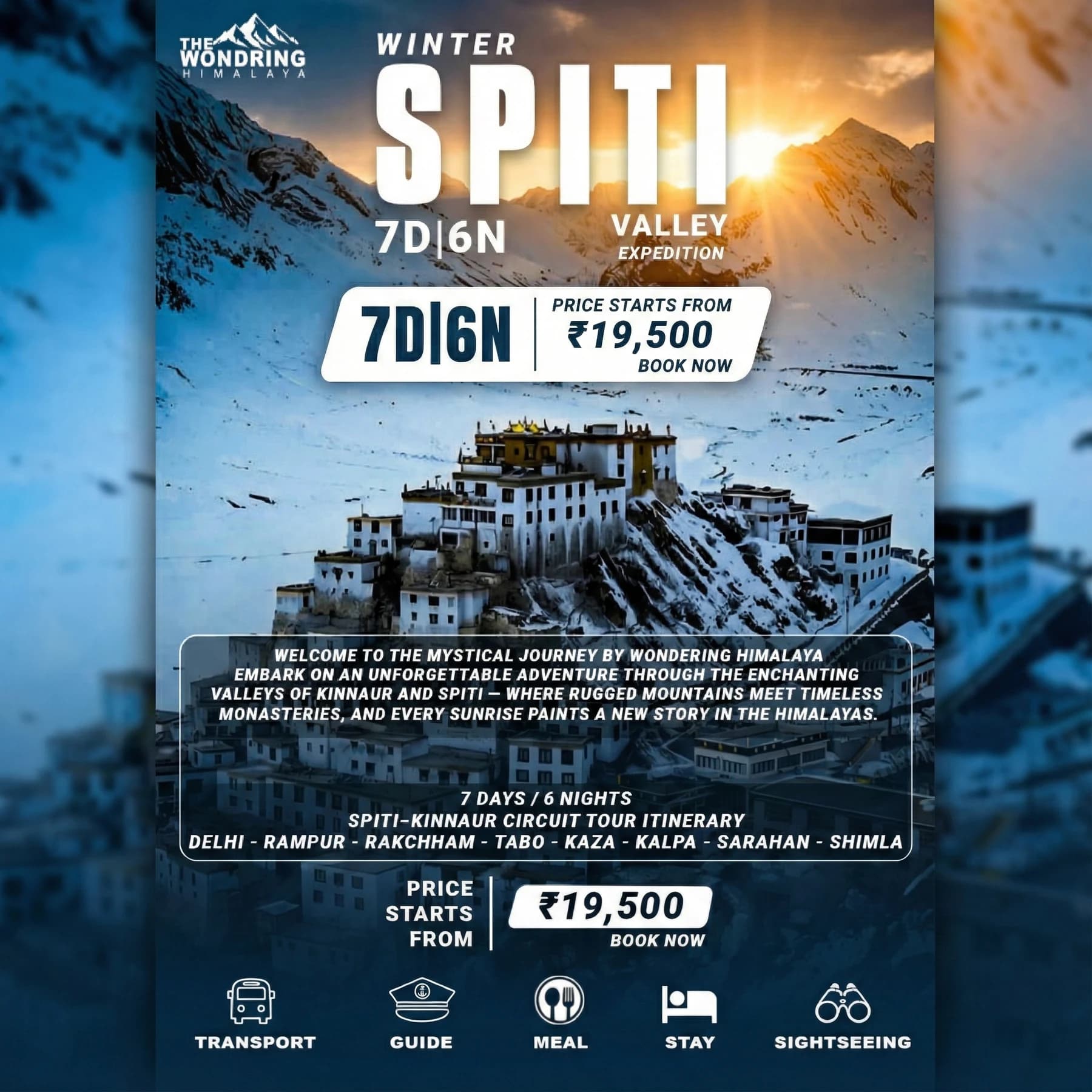 Seven day Spiti Valley winter tour poster